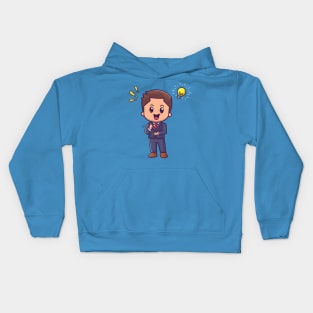 Cute Man Get An Idea Cartoon Kids Hoodie